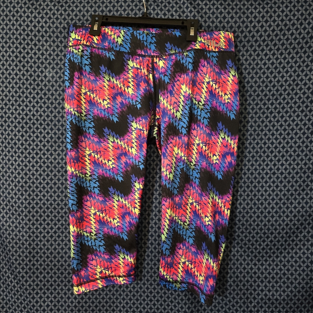 Fila - Ladies Colorful, Vibrant, Zigzag Pattern Athletic Capris. Size- M